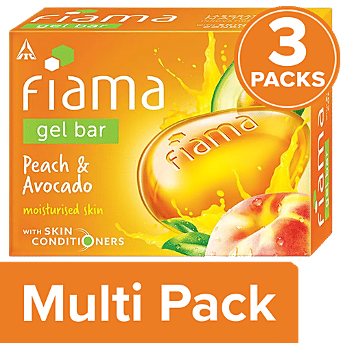 Fiama Peach & Avocado Gel Bar - For Moisturisation, With Skin Conditioners, 3x125 g Multipack