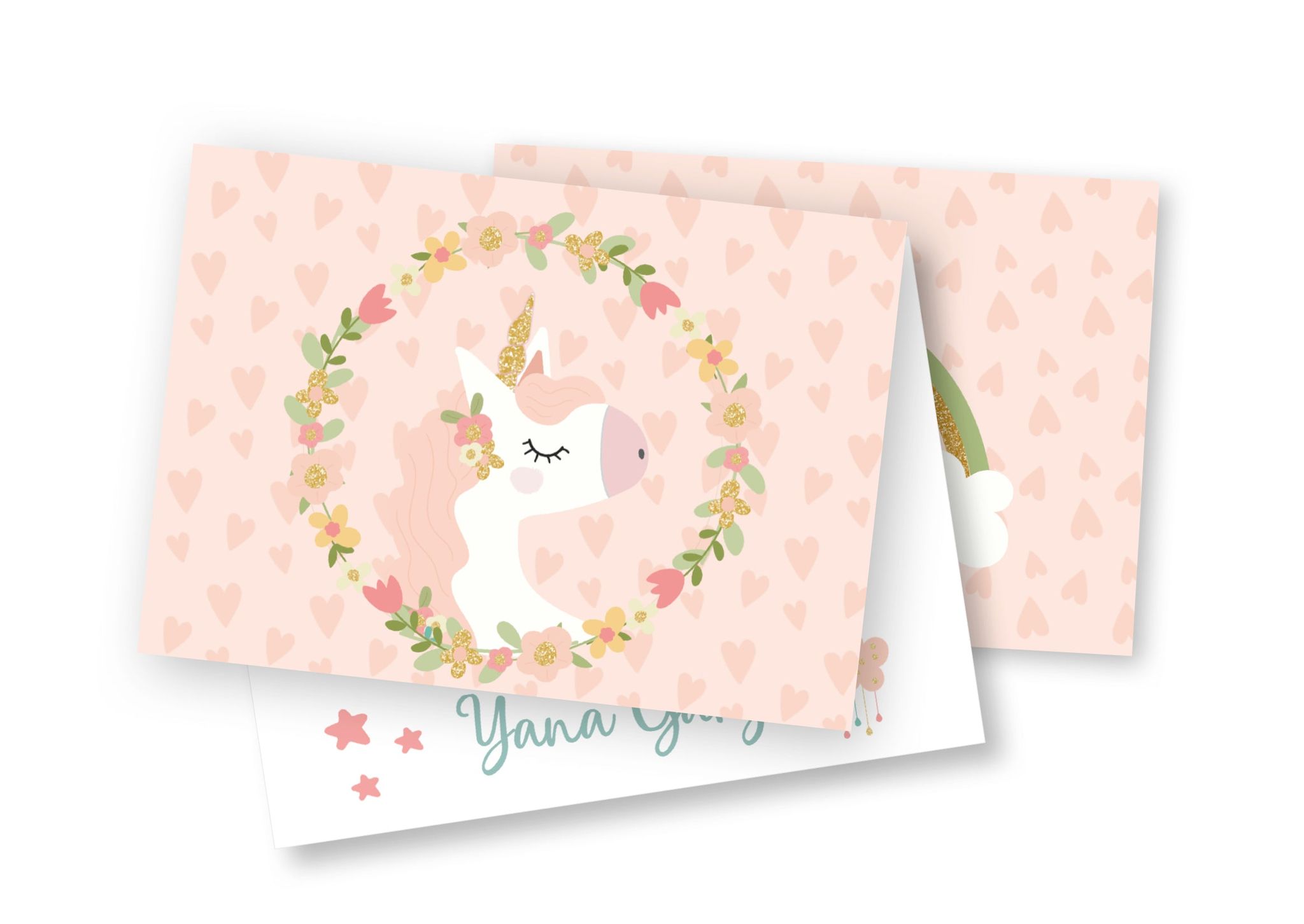 Personalised Folded Card - Unicorn Beauty-Set of 25