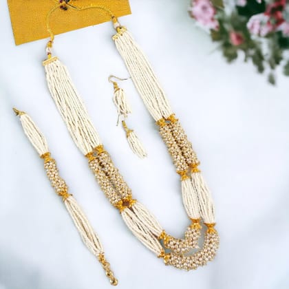 Multi Layered Pearl necklace with Bracelet