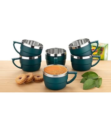 MAGICSPOON Tea Cup Set Solid Steel Tea Cup 200 ml ( Pack of 6 )