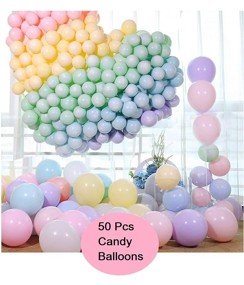 HK balloonsÂ® (Pack of 50) Pastel Latex Balloons 10 Inches Macaron Candy Colored Latex Party Balloons for Wedding Graduation Kids Birthday Party Christmas Baby Shower Party Supplies Arch Balloon (Pack of 50)