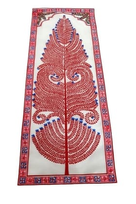 Palak Saxena Handmade designing tree (Leaf) Wall hanging Pattachitra Art Work on Tussar Silk for Home and Office Decoration Pattachitra painting Hand painted wall decor