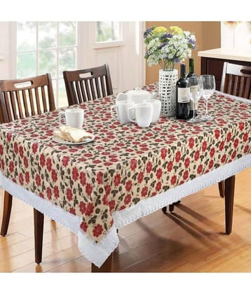 Printed PVC 6 Seater Rectangle Table Cover ( 228 x 152 ) cm Pack of 1 Beige