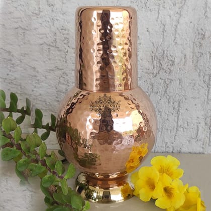 Pure Copper Surai Design Bedroom water Bottle 700 ML-Shine