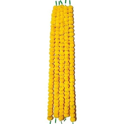 Rudra Artificial Marigold Flowers Garland for Diwali, Pooja Room, Ganpati ,Home Decore Yellow Marigold Artificial Flower (140 cm, Pack of 5, Garlands)