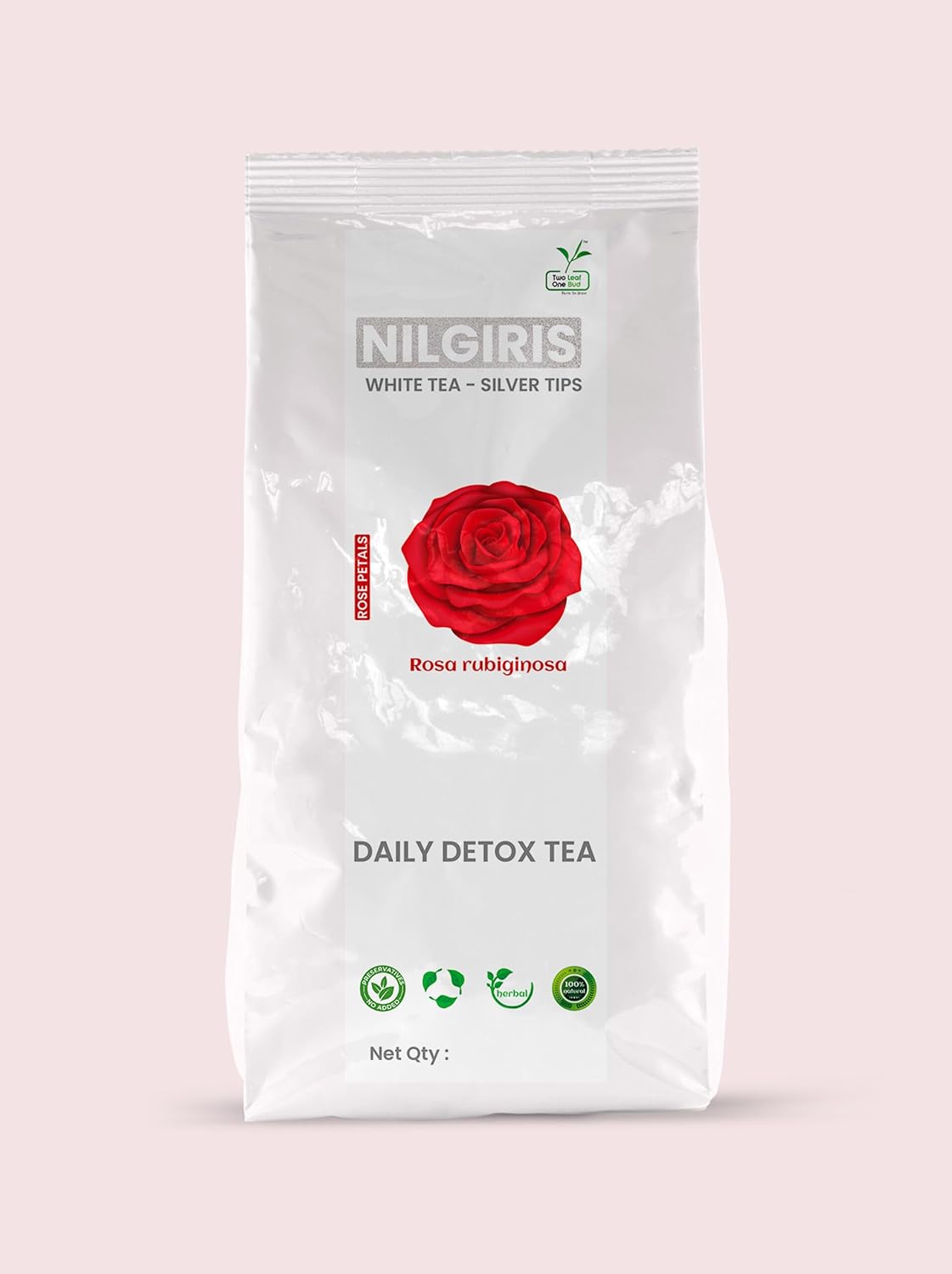 Two Leaf One Bud Nilgris White Tea - Silver Tips - Rose Petals 100 Gms