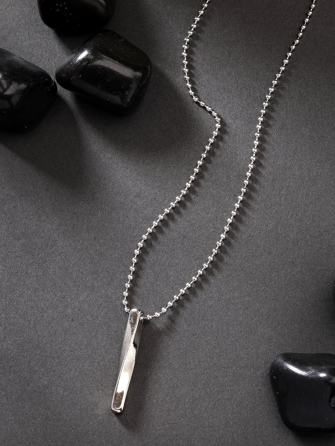NVR Men Silver-Plated  Stainless Steel Pendant with Chain-Silver / Male / Adults