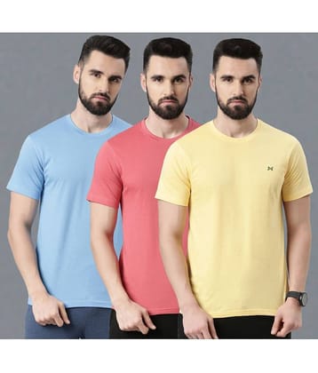 Force NXT Pack of 3 100% Cotton Regular Fit Men's T-Shirt ( Multicolor )