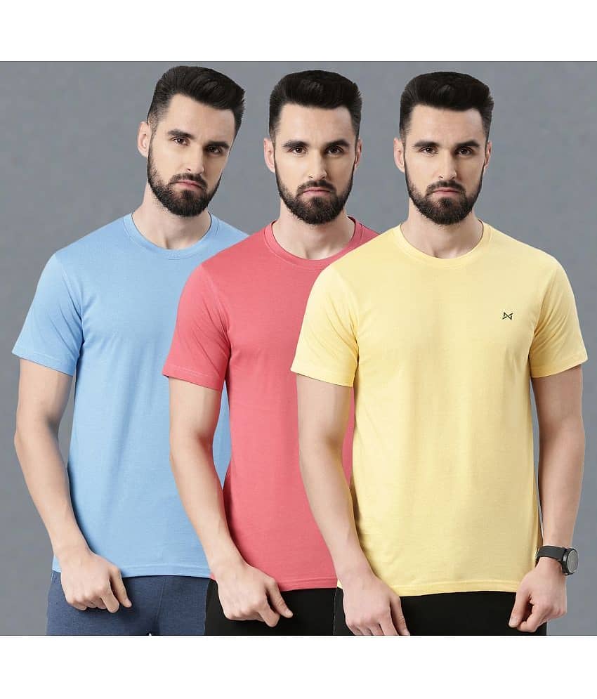 Force NXT Pack of 3 100% Cotton Regular Fit Men's T-Shirt ( Multicolor )