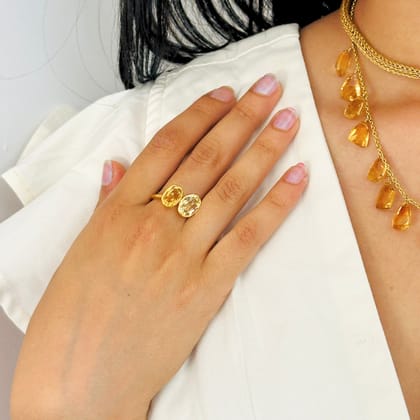 Sable Citrine Gold Plated Silver 925 Ring