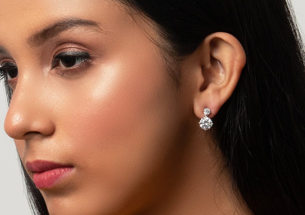 Illuminating Round Drop Solitaire Earrings