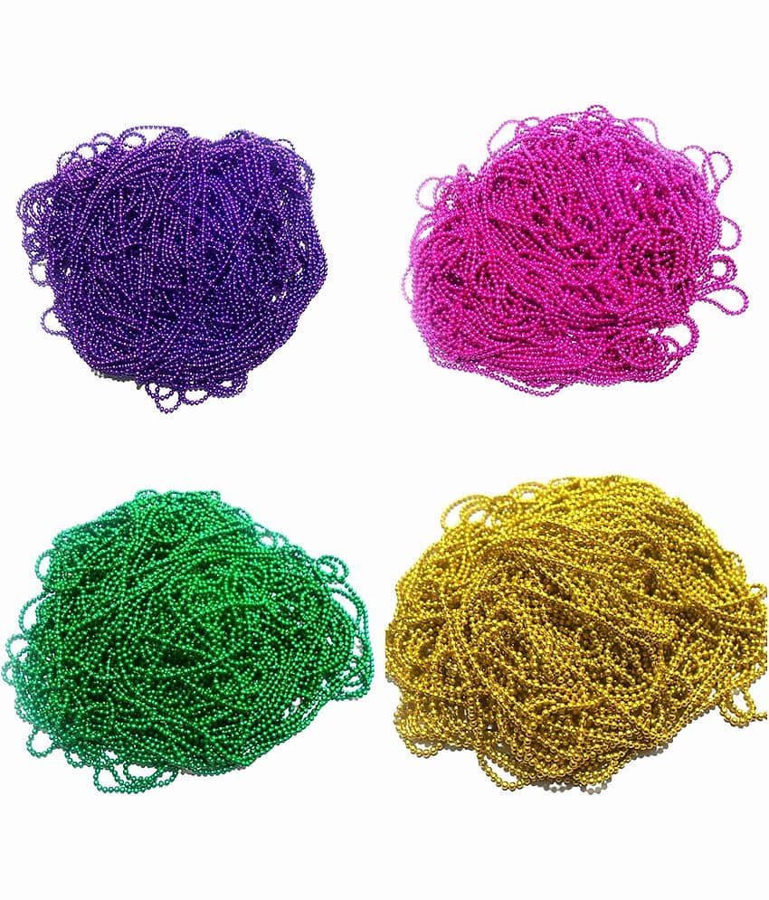 Vardhman Jewellery Making Ball/Stone Chain Wholesale, Size 1.5 mm, Jewelry Making, Craft Work, Scrapbooking, Pack of 20 Mtr, 4 Colors (5 Mtr Each)
