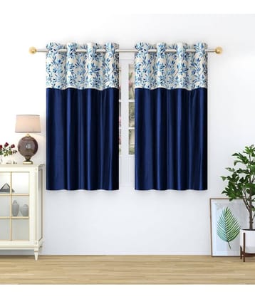 Homefab India Nature Blackout Eyelet Window Curtain 5ft (Pack of 2) - Navy Blue
