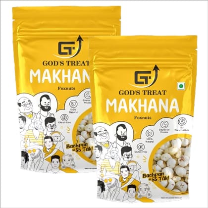 GT - God's Treat Premium Makhana Yellow Pouch, 200 gm (Pack of 2)