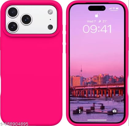 Kozykit iPhone 17 Pro Max  Silicone Case | Soft Touch Liquid Silicone Back Cover | Shockproof Slim Protective Mobile Cover | Stylish Hot Pink Colour