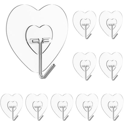 JIALTO Heavy Duty, Self Sticky Wall Hooks for Hanging Love Hook, Clock, Key, No Damage Wall Hangers for Bathroom, Kitchen(Pack of 10) JIALTO Heavy Duty, Self Sticky Wall Hooks for Hanging Love Hook, Clock, Key, No Damage Wall Hangers for Bathroom, Kitchen(Pack of 10)