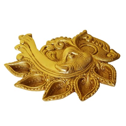 Brass Elephant Face Conch Shape Deepak 5 Wicks (BSMAS1187 A)