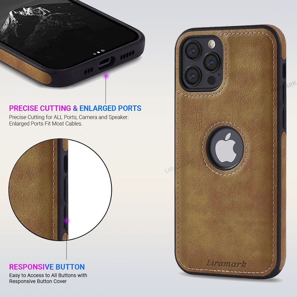 LIRAMARK PU Leather Flexible Back Cover Case Designed for iPhone 12 Pro