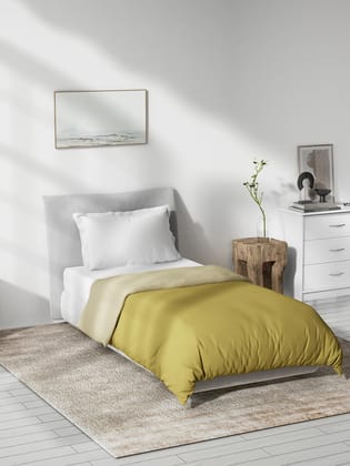 DDECOR - Spectrum Collection 100% Cotton Plain & Texture Pattern 180TC Single Quilt|229 CM X 274 CM| - Gold