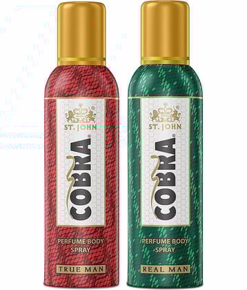 ST.JOHN Cobra No Gas Real Man & True Man Perfume Deodorant Spray for Men 100ml Each 200ml Pack of 2