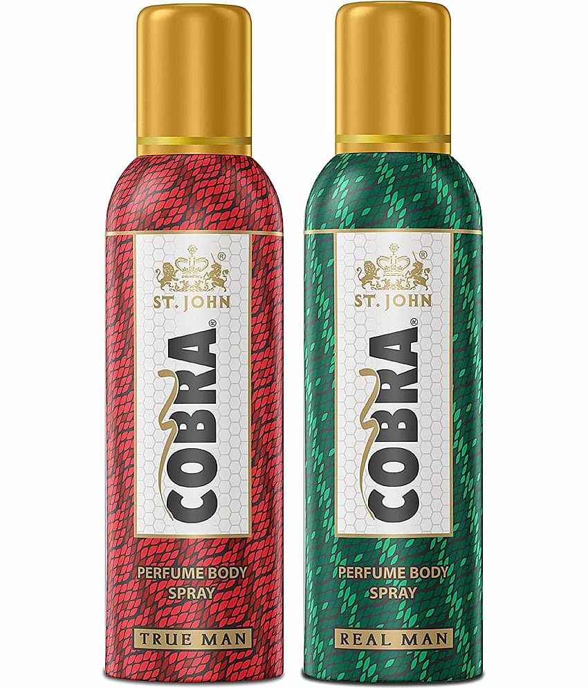 ST.JOHN Cobra No Gas Real Man & True Man Perfume Deodorant Spray for Men 100ml Each 200ml Pack of 2
