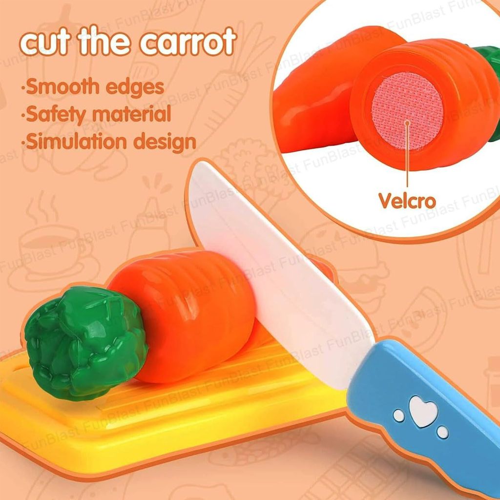 FunBlast Fruits and Vegetables Play Set Toys - 11 Pcs Realistic Sliceable Cutting Fruits and Vegetable Pretend Play Kitchen Toys for Kids, Play Food Toys...