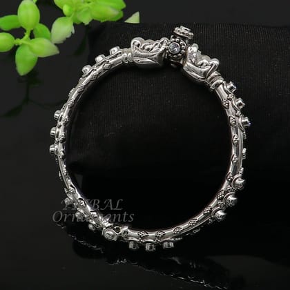 Vintage plain shiny design handmade 925 sterling silver amazing Elephant face bangle bracelet kada unisex customized wrist jewelry nsk625