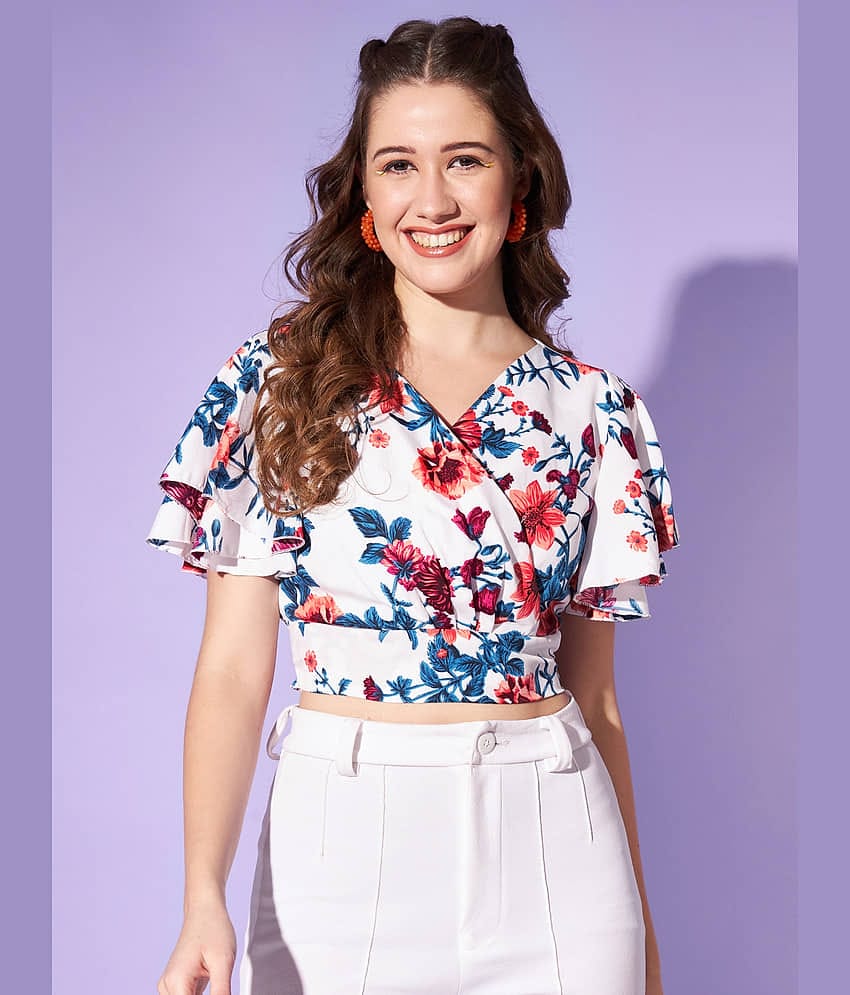 Sheetal associates Women's Crepe Crop Top ( Multicolor )