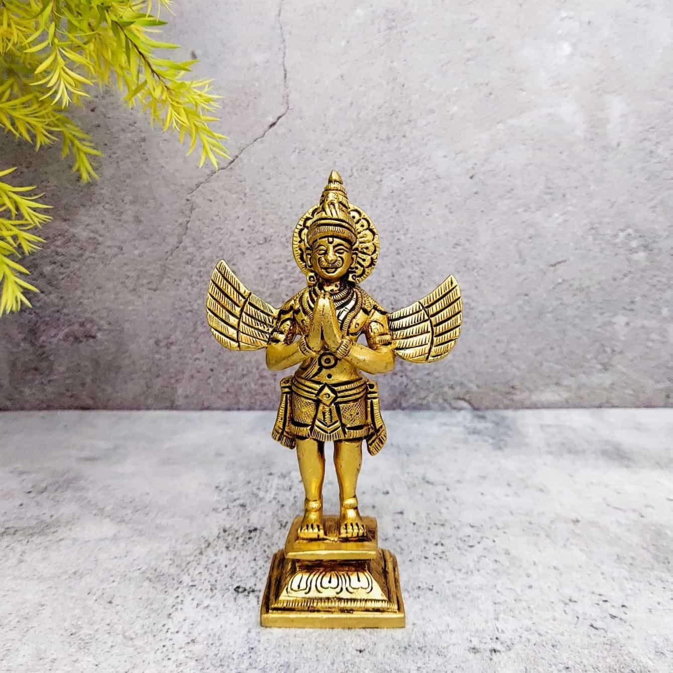 Brass Garuda Idol - 5.2 inch Height | Sacred Brass Garuda Idol for Blessings
