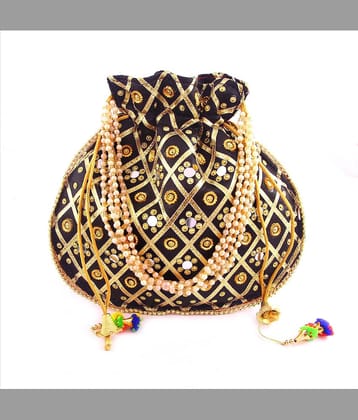 Apratim Black Silk Potli