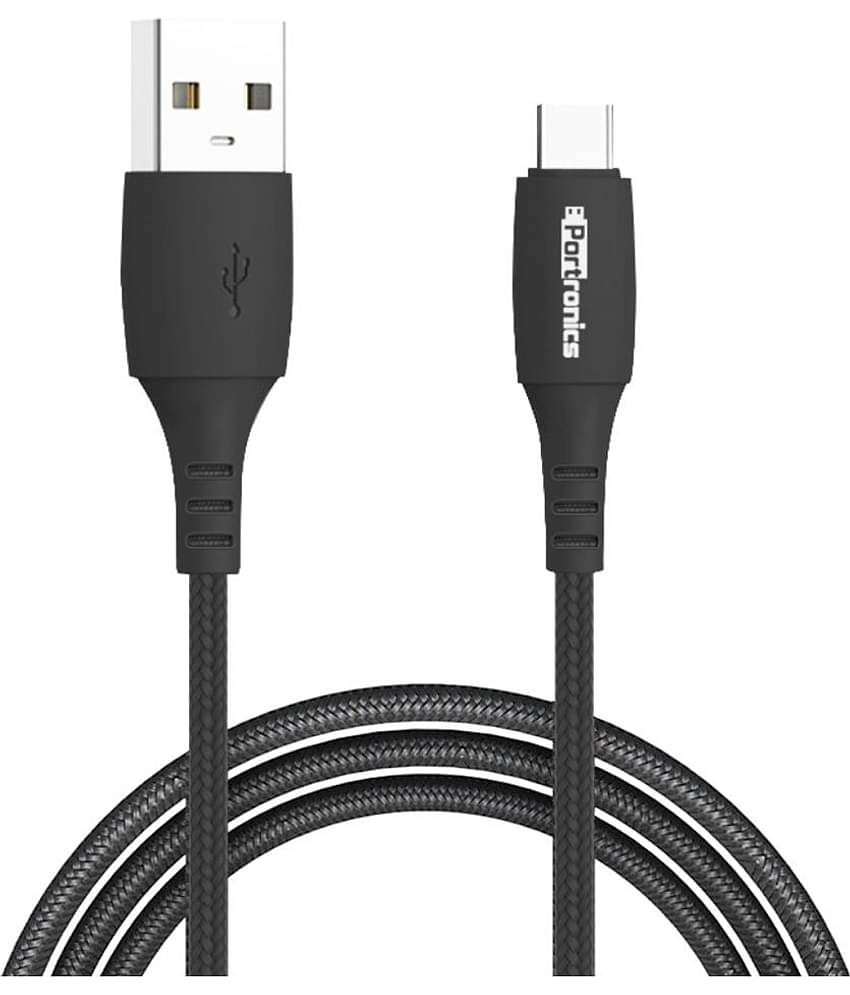 Portronics Konnect A Type -C Cable:1M Type-C Cable with PVC Heads ,Black (POR 1161)