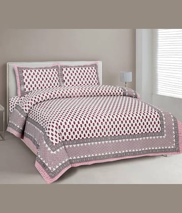CLOTHORO Cotton 1 Double King Bedsheet with 2 Pillow Covers ( Multicolor )