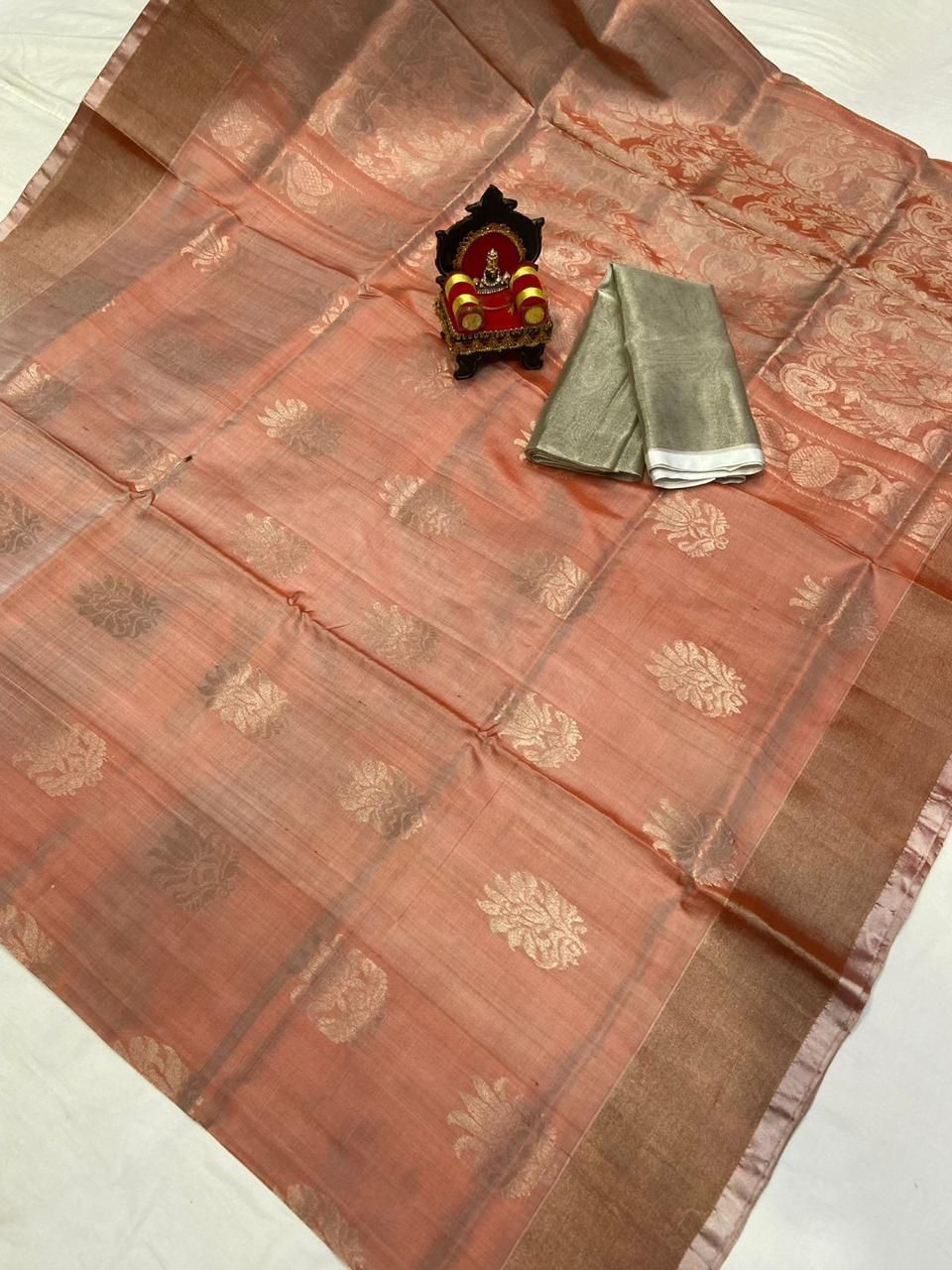 Uppada Pattu Silver Border Rich Pallu Saree