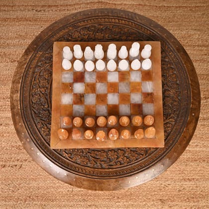 Handcrafted Chess Set - Yellow Aventurine & White Quartz Board Handcrafted Chess Set - Yellow Aventurine & White Quartz Board