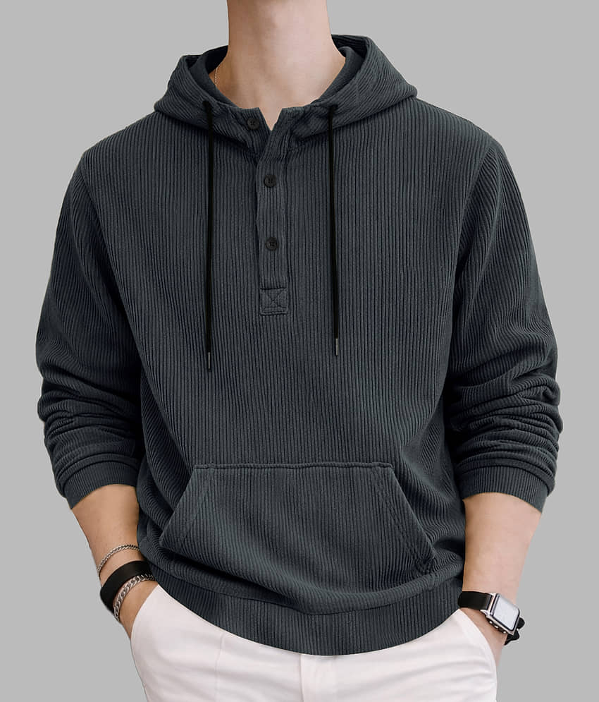 Eyebogler Polyester Hooded Men's Sweatshirt - Grey ( Pack of 1 )