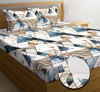 Premium & Beautiful Glace Cotton Bed Sheet  90x100 Inches (White)