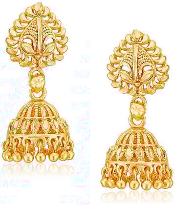 Vighnaharta - Golden Jhumki Earrings ( Pack of 1 )