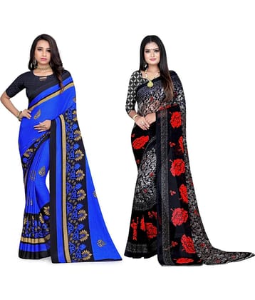 LEELAVATI Georgette Printed Saree With Unstitched Blouse Piece ( Multicolor )