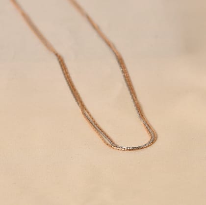 3-Line Necklace - 18" Rhodium + Rose Gold-Mix / 18"