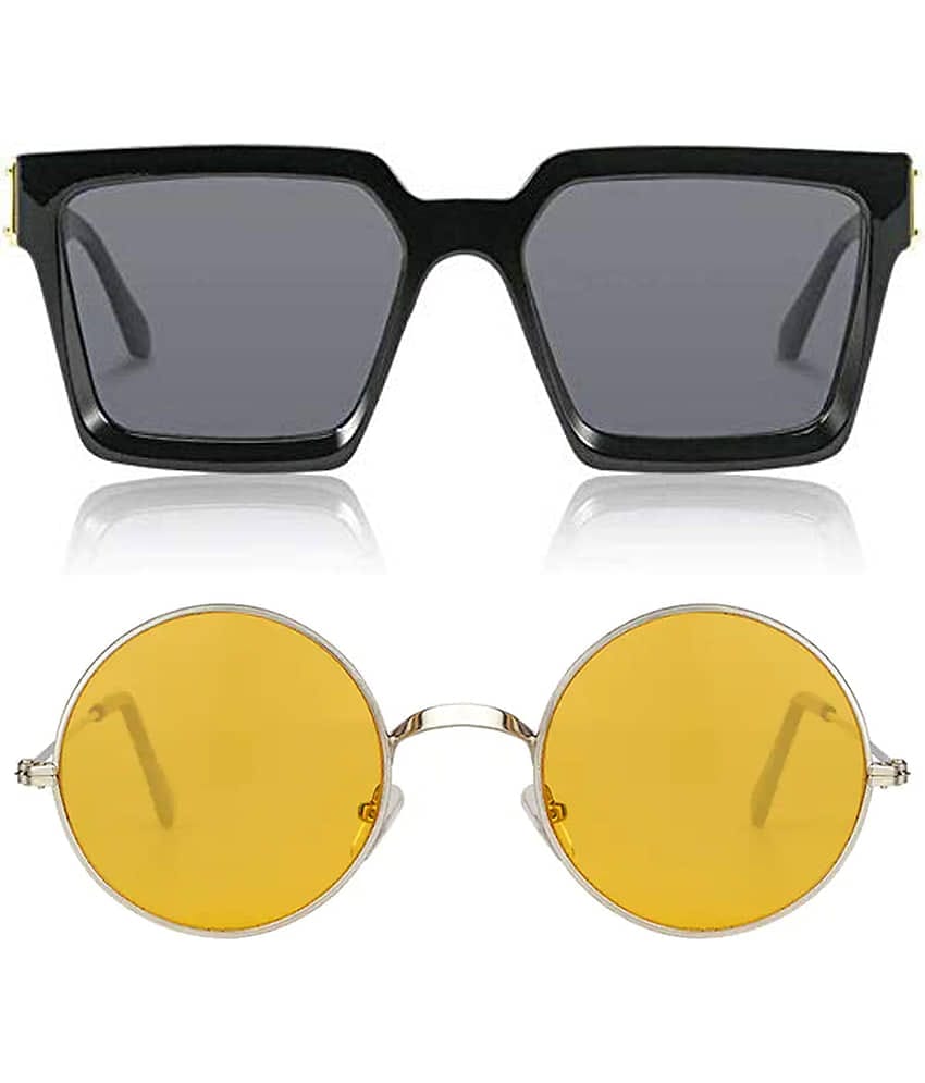 Kanny Devis - Black Rectangular Sunglasses ( Pack of 2 )