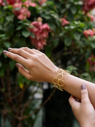 Celestial Circles Brass Adjustable Bracelet (Anti Tarnish)