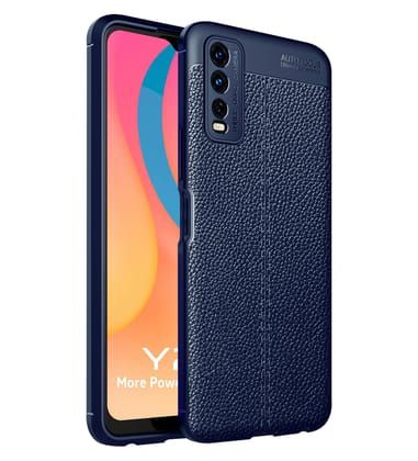 Vegan Leather Rugged Flexible TPU Series Shockproof Armor Back Cover for Vivo Y20, Vivo Y20T, Vivo Y20G, Vivo Y20S, Vivo Y20 2021, Vivo Y20A, Vivo Y20i, Vivo Y12G, Vivo Y12S, Vivo Y12A, Vivo Y12S