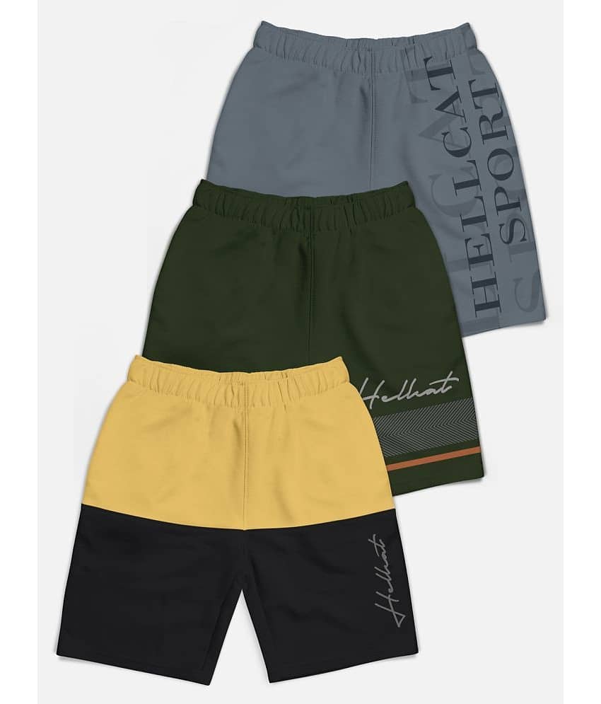 HELLCAT Pack of 3 Cotton Blend Shorts For Boys ( Multi Color )