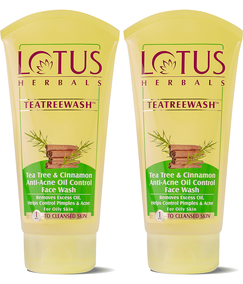 Lotus Herbals Teatreewash Face Wash , With Tea Tree Oil & Cinnamon 120ml (Pack of 2)