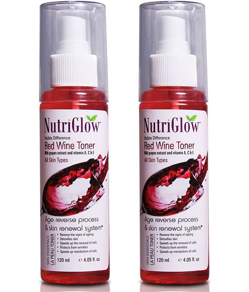 Nutriglow Red Wine Toner for Skin Freshener Each 120 mL (Pack of 2)