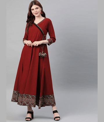 Yash Gallery - Black Rayon Women's Angrakha Kurti ( Pack of 1 )