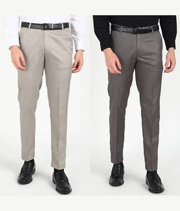 SAM & JACK Regular Flat Men's Formal Trouser - Multicolored ( Pack of 2 )