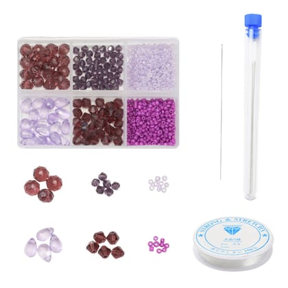 10 Pcs, DIY Purple Series Jewelry Making Kit Glass Seed Round Imitation Austrian Crystal Beads-MultiColor