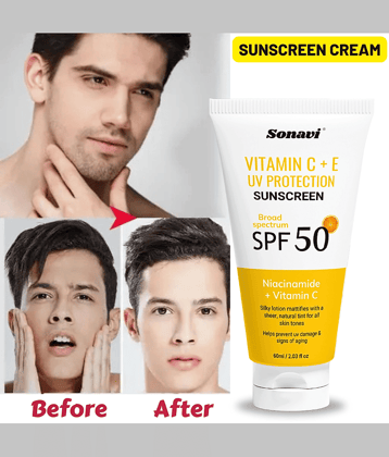 Sonavi SPF 50 Sunscreen Cream For All Skin Type ( Pack of 1 )