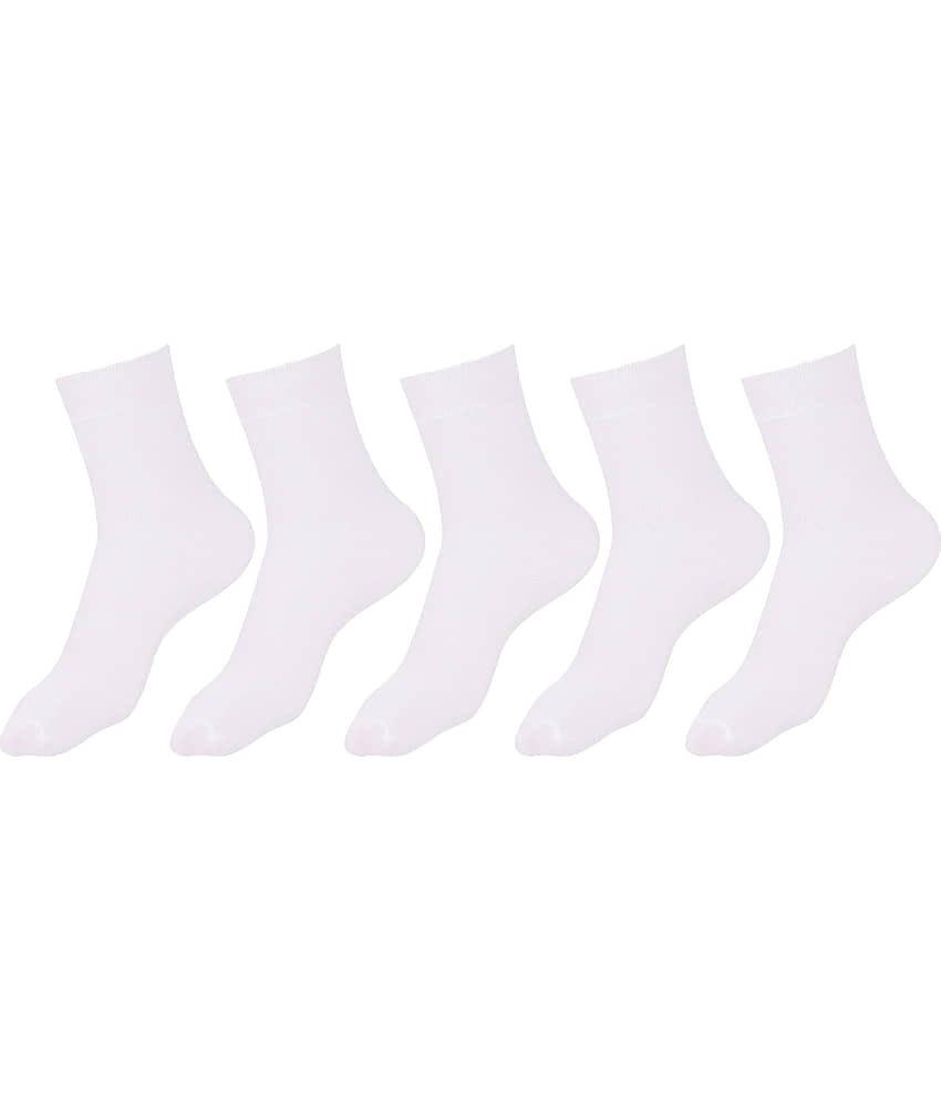 Dollar - White Cotton Boy's School Socks ( Pack of 5 )